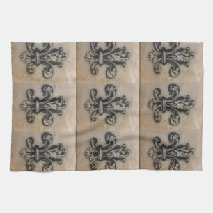 LINGE DE CUISINE COPIE VINTAGE FABULEUSE DE "FLEUR DE LIS"