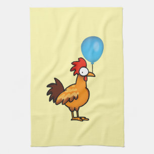 Linge De Cuisine Coq de dessin animé tenant un ballon bleu