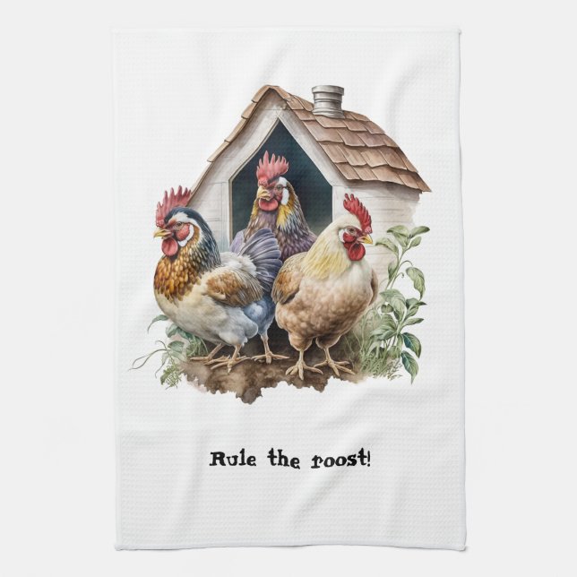Linge De Cuisine Coq et poules de la maison de poulet (Vertical)