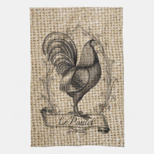 Linge De Cuisine Coq français de pays de poulet vintage moderne de
