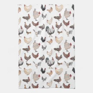 Linge De Cuisine Coqs d'aquarelle et poules