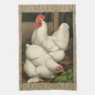 Linge De Cuisine Coqs et poule en dehors de Chambre de poule avec