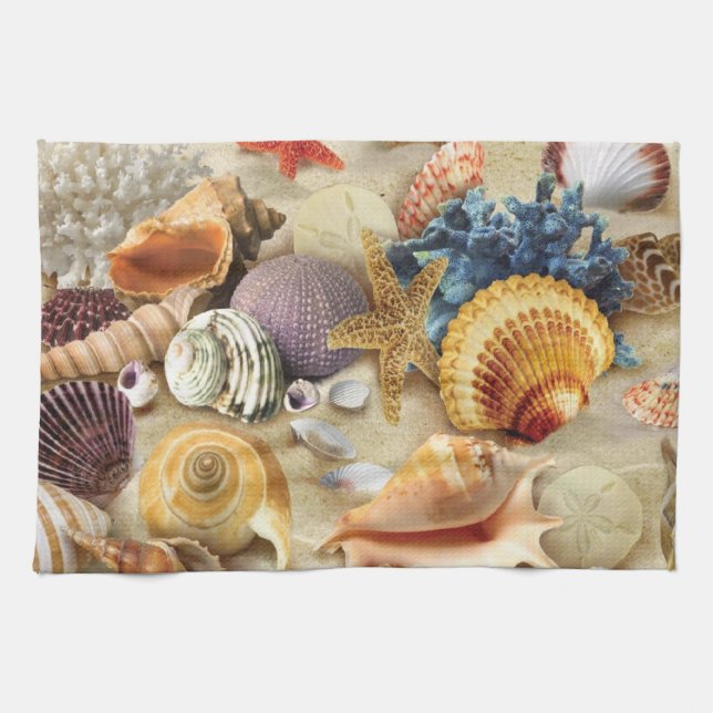 Linge De Cuisine Coques de mer sur la plage (Horizontal)