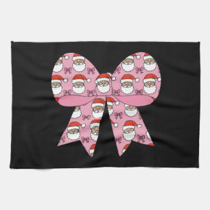 Linge De Cuisine Coquette Noël Rose Bow Père Noël Vintage Retro