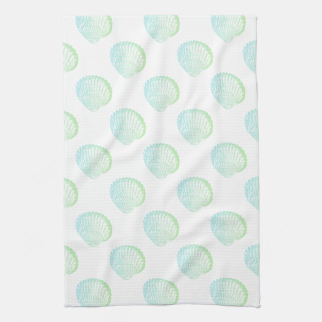 Linge De Cuisine Coquillages verts côtiers pour la plage de Seafoam (Vertical)