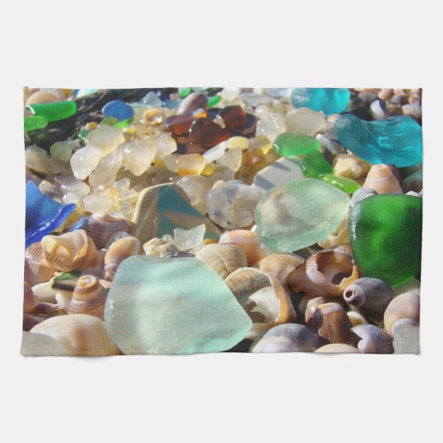 Linge De Cuisine Coquilles bleues faites sur commande de Seaglass (Horizontal)