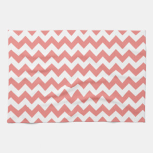 Linge De Cuisine Corail clair Chevron Stripes