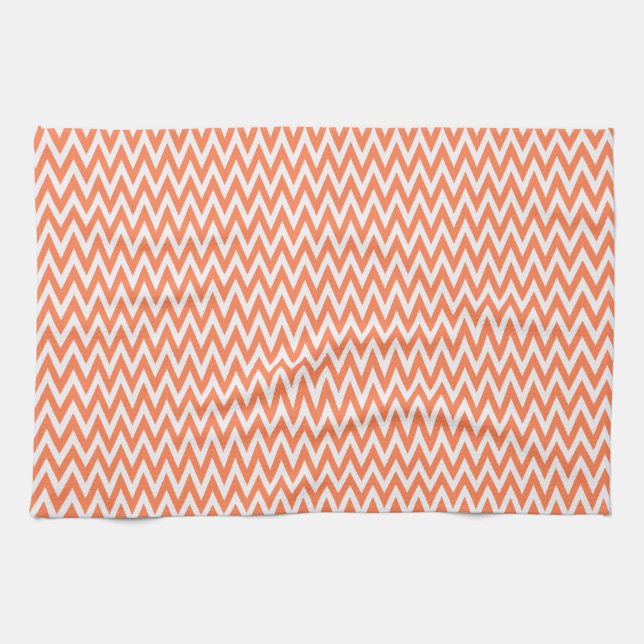 Linge De Cuisine Coral Elegant Chevron Design (Horizontal)
