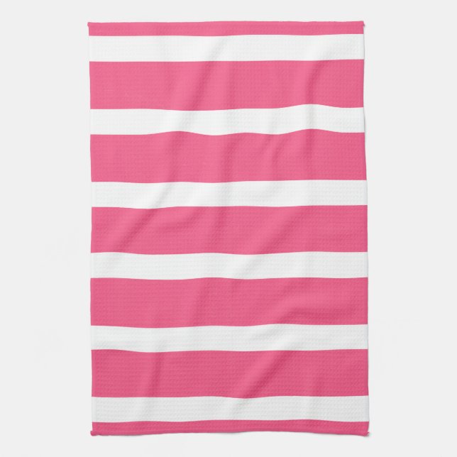 Linge De Cuisine Coral rose blanc rayures (Vertical)