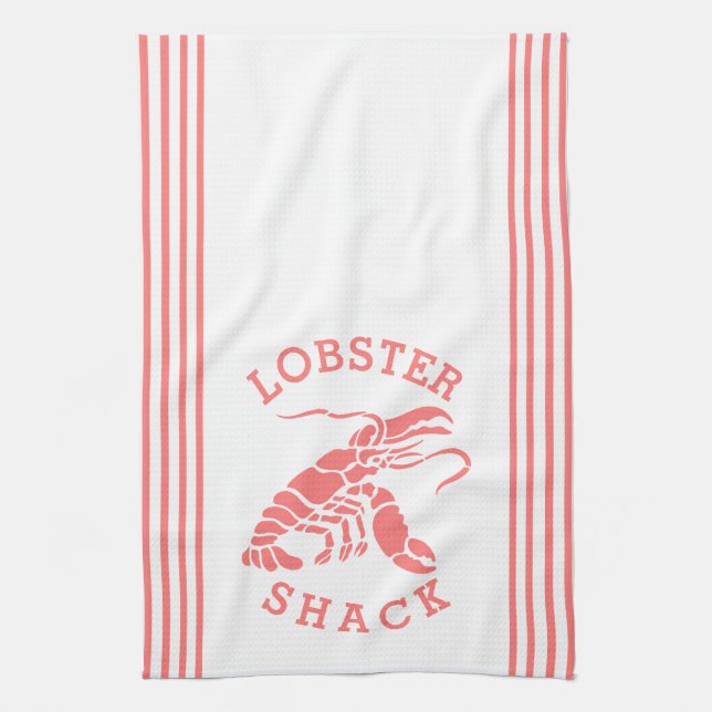 Linge De Cuisine Coral Rouge Homard & Grilles Design (Vertical)