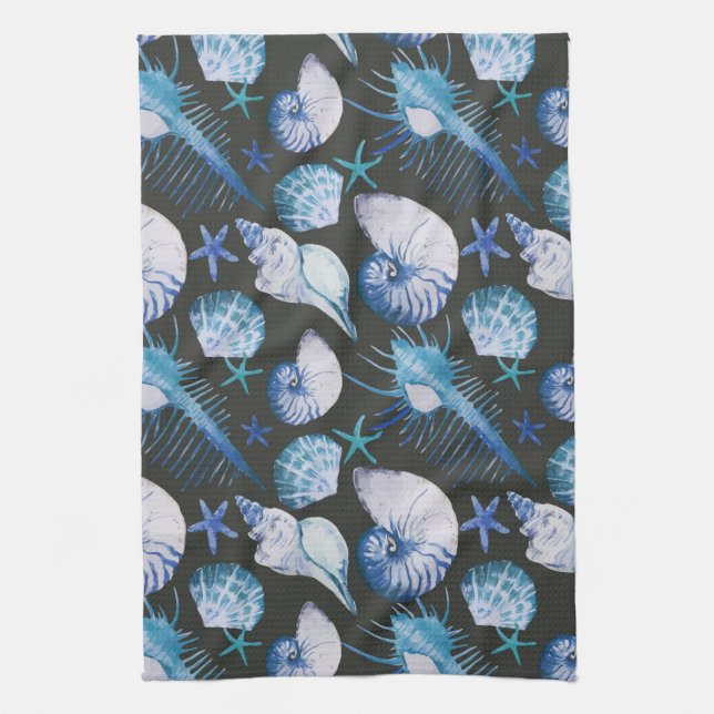 Linge De Cuisine Coraux avec Motif de coquillages (Vertical)