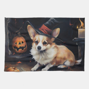 Linge De Cuisine Corgi Citrouille Halloween effroi
