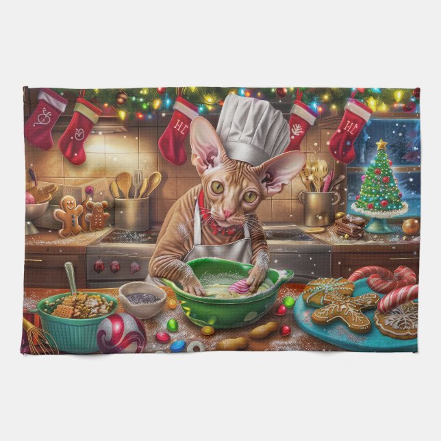 Linge De Cuisine Cornish Rex Fêtes de fin d'année en cuisine : Noël (Horizontal)