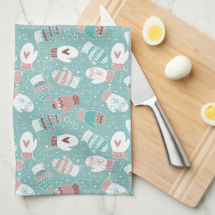 Linge De Cuisine Cosy hiver Noël Mittens Motif à Mint