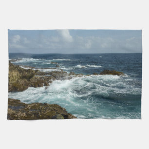 Linge De Cuisine Côte rocheuse d'Aruba et océan bleu