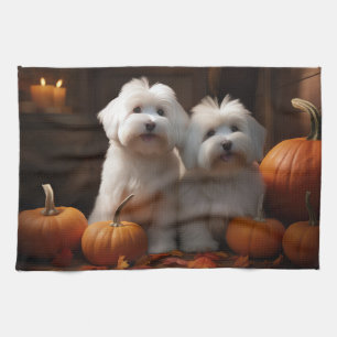 Linge De Cuisine Coton De Tulear Chiot Automne Citrouille délice