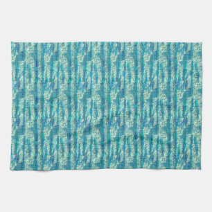 Linge De Cuisine Coton semi-pixelisé en mélange de cyan et de turqu