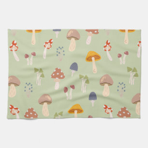 Linge De Cuisine Cottagecore Champignons colorés Motif