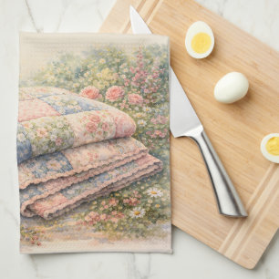 Linge De Cuisine Cottagecore Courtepointure Florale en Patchwork Aq