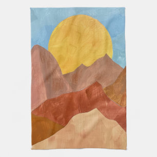 Linge De Cuisine Coucher de soleil bohème sur la montagne – Paysage