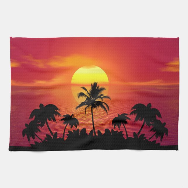 Linge De Cuisine Coucher de soleil tropical (Horizontal)