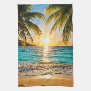 Linge De Cuisine Coucher de soleil tropical Luxe Confort