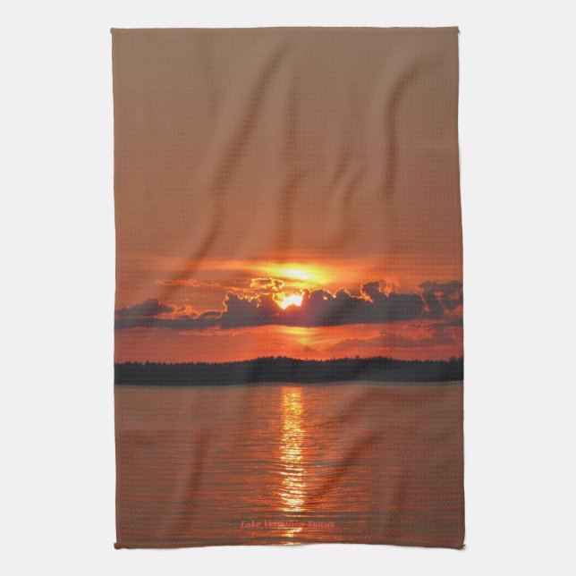 Linge De Cuisine Coucher du soleil de Vermilion de lac (Vertical)