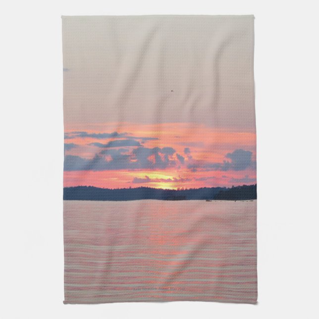 Linge De Cuisine Coucher du soleil de Vermilion de lac (Vertical)