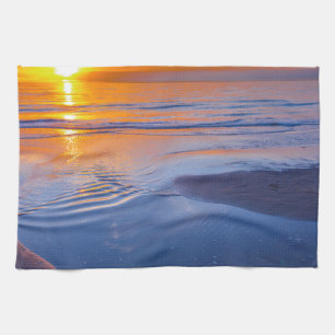 Linge De Cuisine Coucher du soleil orange en mer