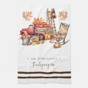 Linge De Cuisine Couleur d'aquarelle de nom de famille personnalisé