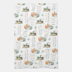 LINGE DE CUISINE COULEUR D'EAU CITROUILLES ET GOURDS