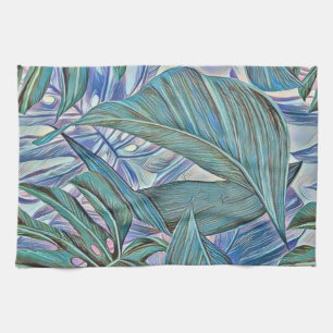 Linge De Cuisine Couleur d'eau tropicale feuille couleur verte