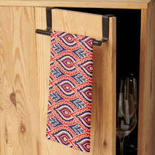 Linge De Cuisine Couleur ethnique rouge-or motif de style fleur ind