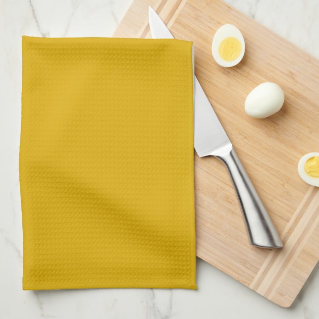 Linge De Cuisine Couleur solide jaune moutarde (Quart Plié)