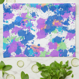 Linge De Cuisine Couleurs cool Peinture Abstraite, Blurple