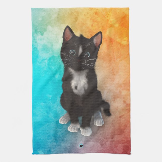 Linge De Cuisine Couleurs mignonnes de chat (Vertical)