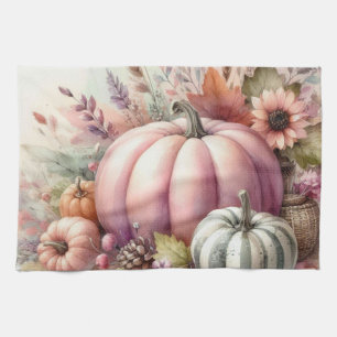 Linge De Cuisine Couleurs pastel citrouille automne peinture aquare