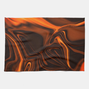 Linge De Cuisine Courbes ou ondulations corail, sur fond sombre