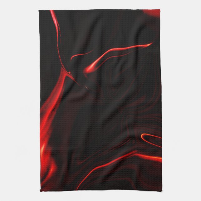 Linge De Cuisine Courbes rouges ou ondulations dans les fonds rouge (Vertical)