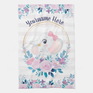 Linge De Cuisine Couronne de fleurs rose pâle pour éléphant mère et