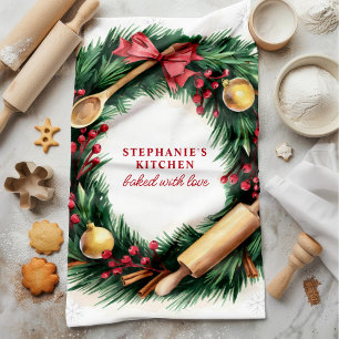 Linge De Cuisine Couronne de pâtisserie de Noël Rouleau à Cannelle