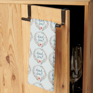 Linge De Cuisine Couronne florale de l'âme gentille Citation à l'aq