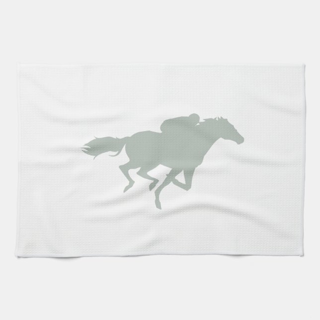 Linge De Cuisine Course de chevaux gris cendré (Horizontal)