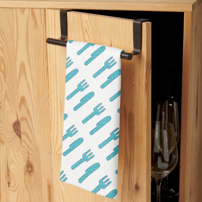 Linge De Cuisine Couteau et fourche tirés à la main (Pliage en tiers)