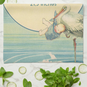 Linge De Cuisine Couverture vintage pour bébé garçon avec cigogne, 