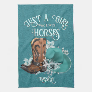 Linge De Cuisine Cowgirl citation turquoise cuir cowboy bottes chap