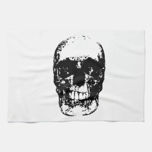 Linge De Cuisine Crâne d'art pop noir et blanc