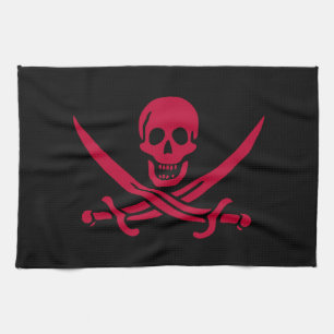 Linge De Cuisine Crâne et épées de Crimson Drapeau pirate de Calico