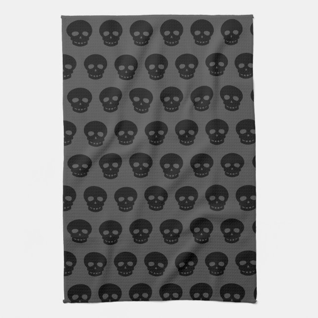 Linge De Cuisine Crânes de goth noir foncé (Vertical)