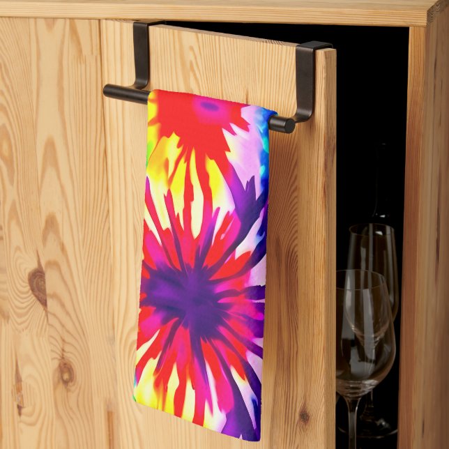 LINGE DE CUISINE CRAVATE-DYE DE CONCEPTION SPLASH (Pliage en tiers)